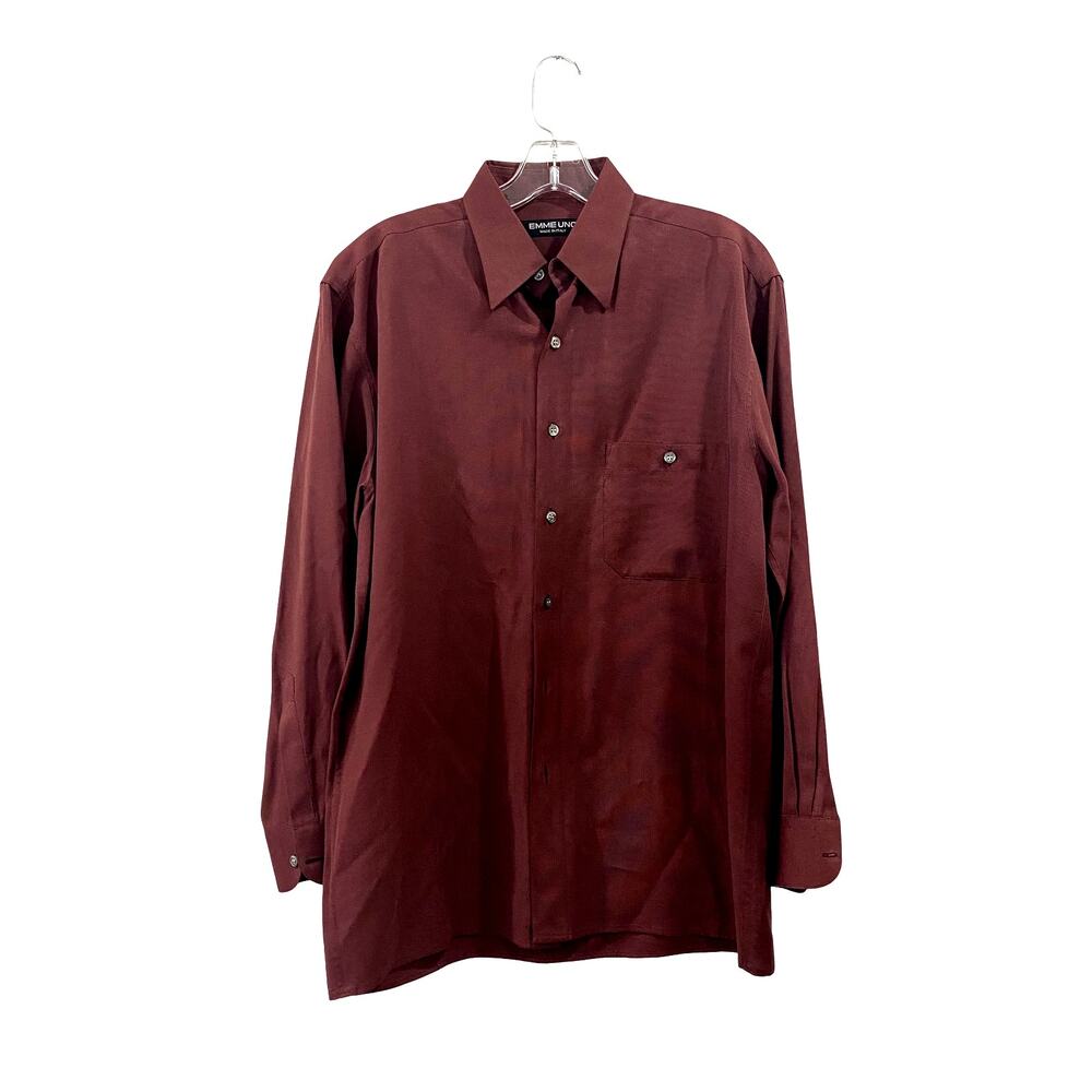 Emme Uno button up dress shirt in burgundy Size S 100% Tencel